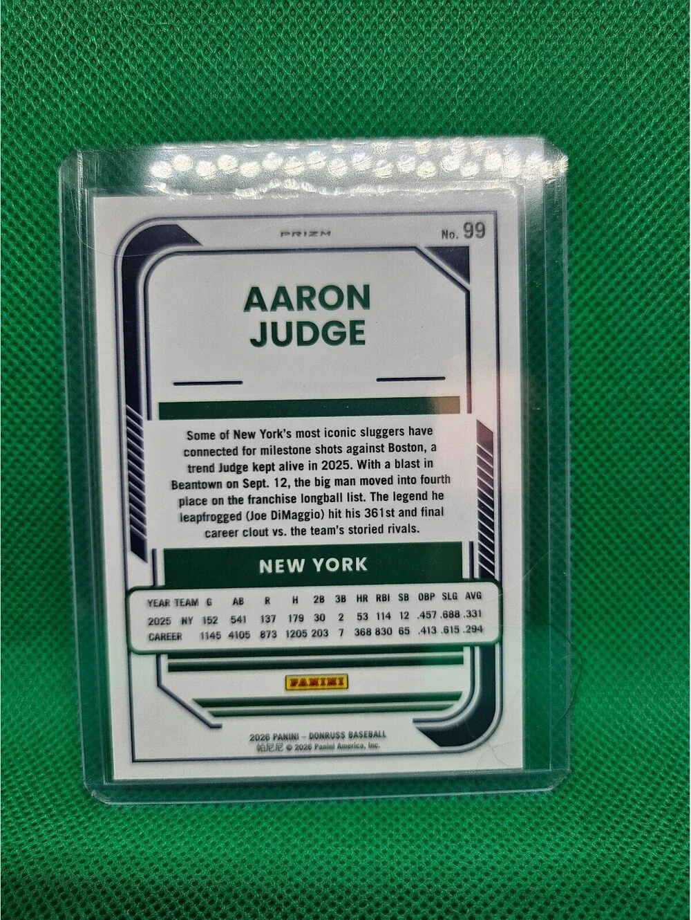 Aaron Judge [Blue Velocity Optic] #99 - 2026 Panini Donruss - NY Yankees